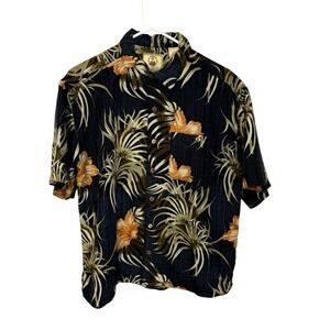 Joe Marlin Hawaiian Shirt Mens Medium Floral Tropical Camp Button Up